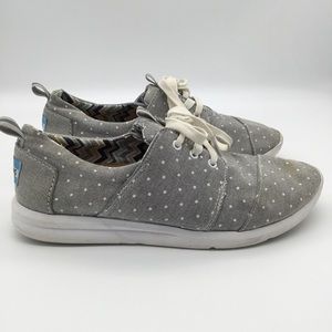 Toms Del Ray Chambray Dot Light Grey Lace up Sneakers